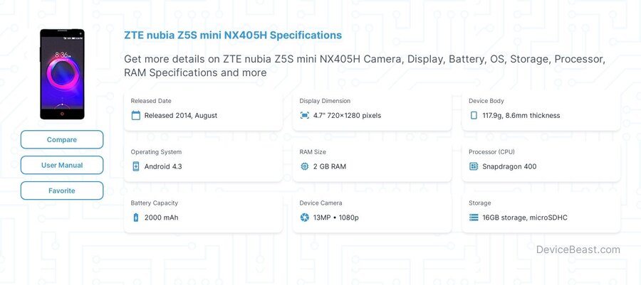 nubia Z5S mini NX405H